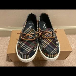 NEW Size 7.5 Sperry Lounge Away Plaid Multi
